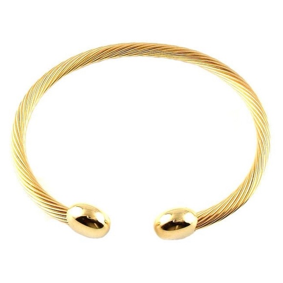 Twisted Cable Wire Cuff Bangle Bracelet - Picture 1 of 6